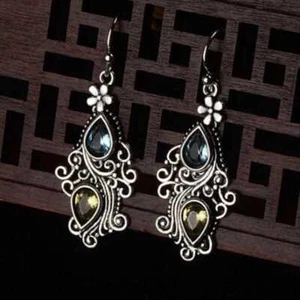 Bohemian style Tibet silver Artificial Gemstone Earrings Hook - Picture 1 of 4