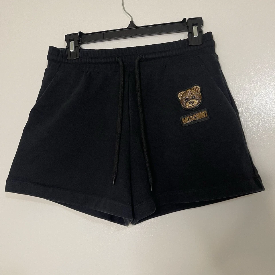 Moschino Couture Boutique Negro Terry Cuentas Oso de Peluche Pantalones Cortos Talla US 4 Pequeño Foto 1 de 4