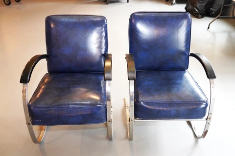 Art Deco Chromed Steel Springer Chairs by Wolfgang Hoffmann ? or Kem Weber? Cover