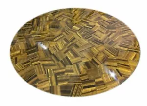 18" Marble Corner Table Top semi precious stones Floral tiger eye Inlay - Picture 1 of 4