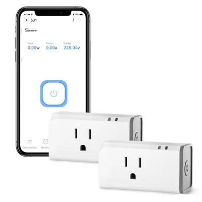 SONOFF S31 Smart Plug 2 Pack with Energy Monitoring Timer WiFi Outlet Socket - Image 1 of 4