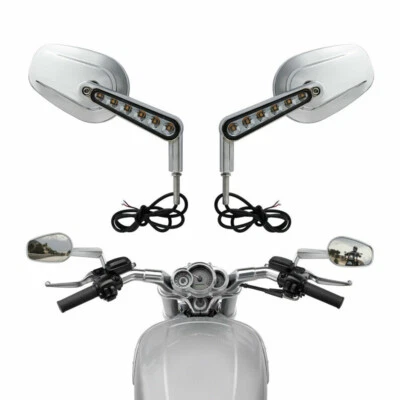 Espejos retrovisores laterales LED cromados para motocicleta Harley Davidson Road Glide Foto 1 de 4