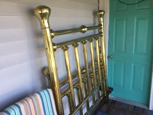 VINTAGE BRASS HEADBOARD, FOOTBOARD ,SIDE-RAILS, QUEEN/FULL - Picture 1 of 3