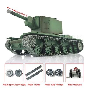 1/16 Henglong 3949 Soviet KV-2 RTR 7.0 RC Tank W/ Barrel Recoil Metal Tracks - Picture 1 of 11