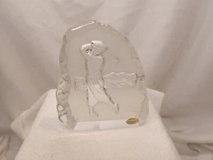 Vintage Hand Made Czech Republic Golf Art Glass Paperweight Golfer 5.75" tall - Picture 1 of 4