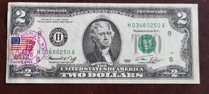 1976 Two Dollar Federal Reserve Note $2 First Day of Issue Postmarked UNC #92151 - Picture 1 of 2