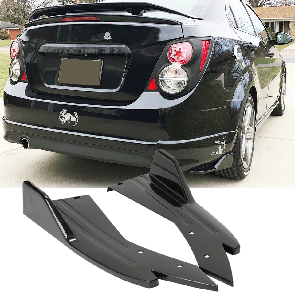 Glossy Black Rear Bumper Diffuser Splitter Canards For Chevrolet Sonic 2012-2020 Foto 1 de 4