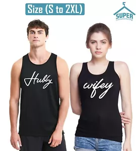 Hubby Wifey Paar Tank Top süß am besten passend Hochzeitstag Hochzeit Paar König - Bild 1 von 4