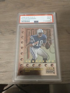 PEYTON MANNING 1998 LEAF ROOKIES & STARS LONGEVITY #/50 RC PSA 9 only 1 higher