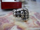 Fully restored vintage sterling silver fist and skull ring, sz 10.5