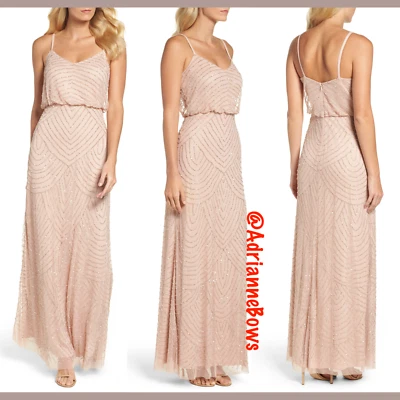 USED Adrianna Papell Embellished Blouson Gown in Blush Pink [SZ 14 ] #G743 - Image 1 of 4