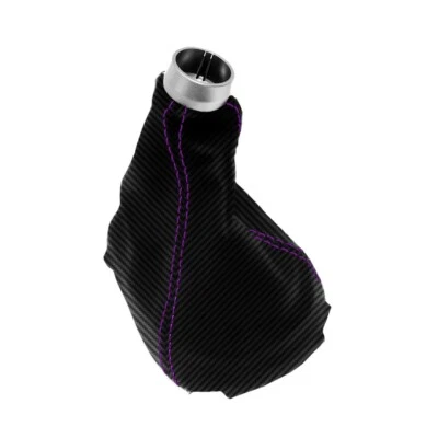 Fits 10-14 Honda CR Z Carbon Fiber Manual Shift Boot Black Purple Stitch - Изображение 1 из 4