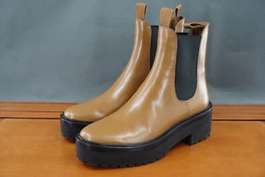 Loeffler Randall Reggie Chelsea Boot Womens 7 Shoes Brown Leather Pull On Casual - Picture 1 of 11