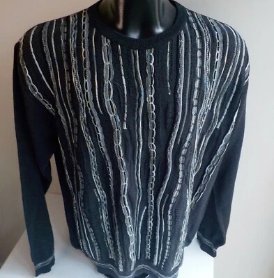 MONTECHIARO Wool Blend Crewneck Pullover Sweater SZ XL Black/White/Gray - Image 1 of 4