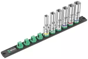 Wera Zyklop Magnetic Socket Rail C Deep 1 Set 1/2" Drive 6 Pieces 05005470001 - Picture 1 of 7