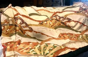 Crepe Hand Painted Silk Fabric Beautiful Fabric Other Side Lined. Excellent - Picture 1 of 10