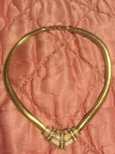 Collana girocollo Christian Dior con strass smaltati oro