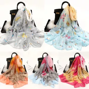 Sunscreen Shawl Lotus Flower Chiffon Scarf Long Soft Wrap Scarf Sun Protection @ - Picture 1 of 38