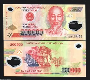 VIETNAM 200000 200,000 DONG P-123 2009 POLYMER HCM SHIP UNC Vietnamese VND NOTE - Picture 1 of 3