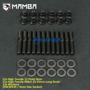 NICKEL Turbo Abgaskrümmer Stehbolzen Satz für Volvo 240 B230 B23 B21 45mm M8x1.25 - Bild 1 von 7