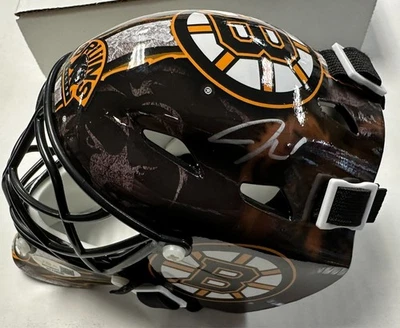 Jeremy Swayman Autografiado Boston Bruins Mini Máscara de Portero NHL JSA Foto 1 de 4