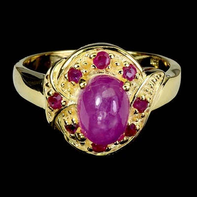 Black Friday 925 Sterling Silver Ring Oval Ruby 9x6mm Natural Jewelry Size 8 - Image 1 of 4