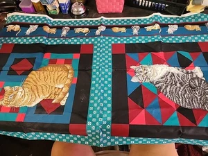 Orange And Tabby Cat Fabric For Throw Pillows Or Quilting 36 X 44 Total - Picture 1 of 3