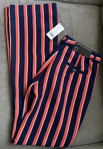 Banana Republic Ryan Fit Striped Pants Navy Blue Red Orange White Size 0 NWT $98 - Picture 1 of 5