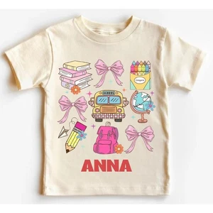 Personalized Back To School Girls Shirt Cute First Day of School Tee - Picture 1 of 12