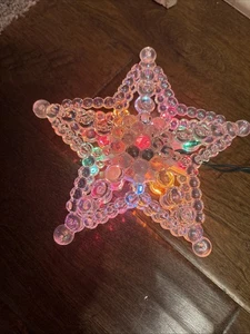 CHRISTMAS MULTI LIGHT UP LIGHTED PEARL STAR CRYSTAL BEAD TREE TOPPER G31 - Picture 1 of 5