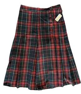 Culottes plisados a cuadros escoceses rojos vintage para mujer talla 12 - 31x31 Dark Academia - Imagen 1 de 14