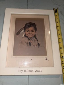 Vintage Native Girl Druck von Oxborough Mona Lisa Lächeln 9" x 11" - Bild 1 von 3