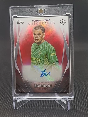 2023-24 Topps UEFA Club Competitions Ultimate Stage Auto Ederson #USA-ED Red /5 - Image 1 of 4