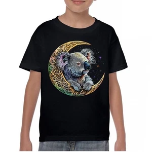 Celtic Moon Koala Youth T-shirt Spiritual Lunar Forest Animal Wildlife Kids - Picture 1 of 50