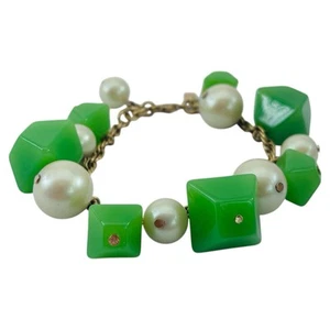 Kate Spade "It takes all sorts" Pearl & Lime Green Stones Bracelet - Picture 1 of 6