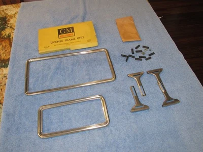 Vintage NOS GM Accessory License Plate Frames 1940's Adjustable Stainless Steel - Image 1 of 4