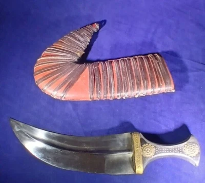 Cuchillo daga Jambiya vintage con funda envuelta en cuero Foto 1 de 4