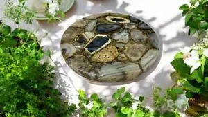 12" Wild Agate Stone Coffee Table Top Handmade Countertop Living Room Decors - Picture 1 of 3