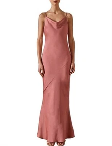 SHONA JOY Luxe Bias Cowl Slip Maxi Dress Pink Size 8 AU NEW WITH DEFECTS - Picture 1 of 5