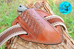 GENUINE HandMade Carved Cow Leather Sheath FOR FOLDING & FIXED BLADE KNIFE 1307 - Picture 1 of 4