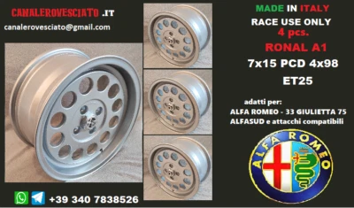 Cerchi lega Alfa Romeo Ronal A1 15 pollici 4x98 33 75 90 145 146 alfasud wheels - Imagen 1 de 4