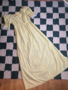 Vintage 70s Summer Maxi Dress Short Sleeve Medium Yellow - Picture 1 of 6
