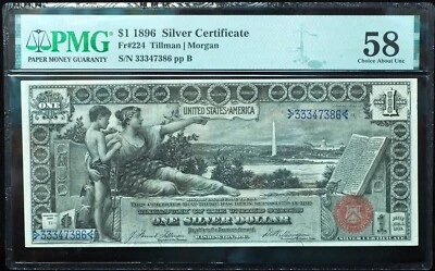 1896 $1 Silver Certificate Educational PMG 58! Incredibly Choice - Stunner! - Image 1 of 3