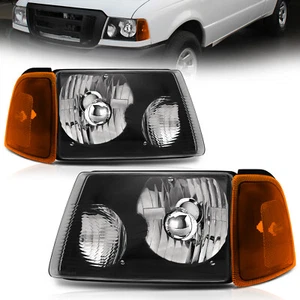 Headlights For 2001-2011 Ford Ranger XL XLT Black Housing Amber Corner LH RH - Picture 1 of 9