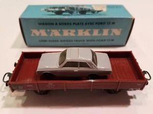 Marklin 4504 Low-Sided Goods Truck With Ford Taunus 12M HO Box Red Vintage 1974 - Picture 1 of 16