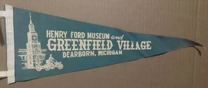 "Banderín de fieltro vintage del museo Henry Ford Greenfield Village Dearborn Michigan 18""" - Imagen 1 de 10