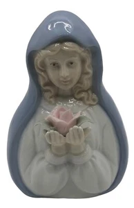 Madonna Jungfrau Maria Porzellan Kopf Büste Figur Statue Rose in Händen 4" klein - Bild 1 von 16