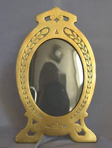 FINE PERIOD ART DECO BRASS EASEL PICTURE FRAME OVAL ORIG BUBBLE GLASS C 1920-30s - Picture 1 of 8