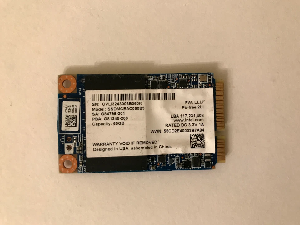 Intel SSDMCEAC060B3 G84799-201 G81345-200 60Gb SSD 525 Series Hard Drive HDD - Image 1 of 2