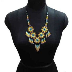 New Handmade Seed Bead Boho American Style Beaded Multi Strand Necklace Earrings - Picture 1 of 2